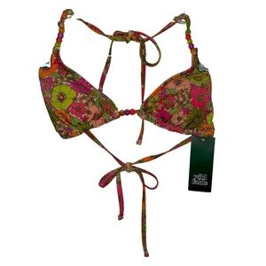 Wild Fable Womens Multi Beaded Triangle Swim Top Size XXS Removable Pads